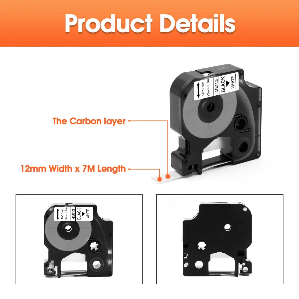 10Pcs 45013 45010 45018 라벨 호환 Dymo D1 라벨 카트리지 45016 45019 45022 Dymo LabelManager 160 280 360 라벨 메이커