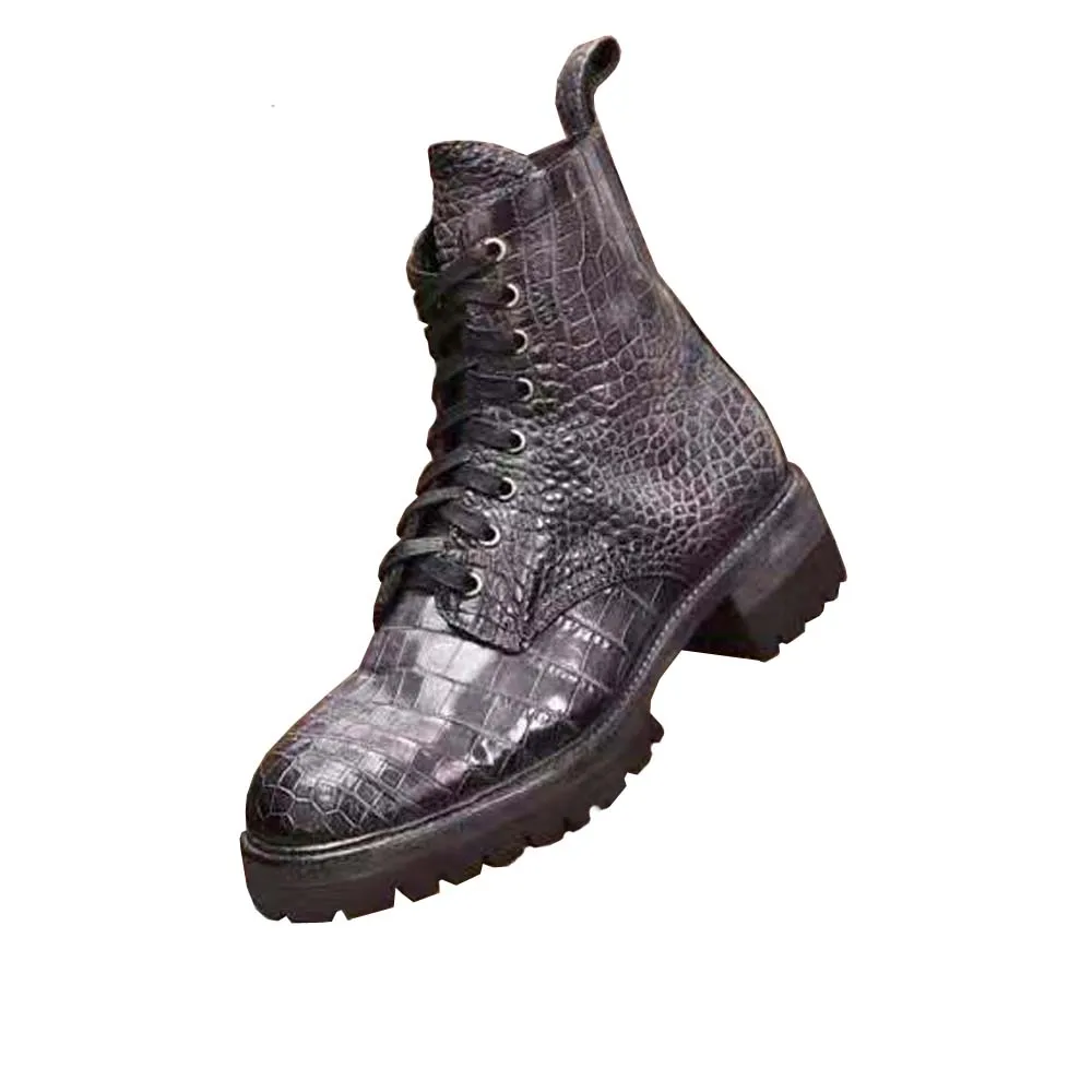 

ourui new arrival 2022 men boots crocodile boots for male crocodile belly skin mature men retro boots make old