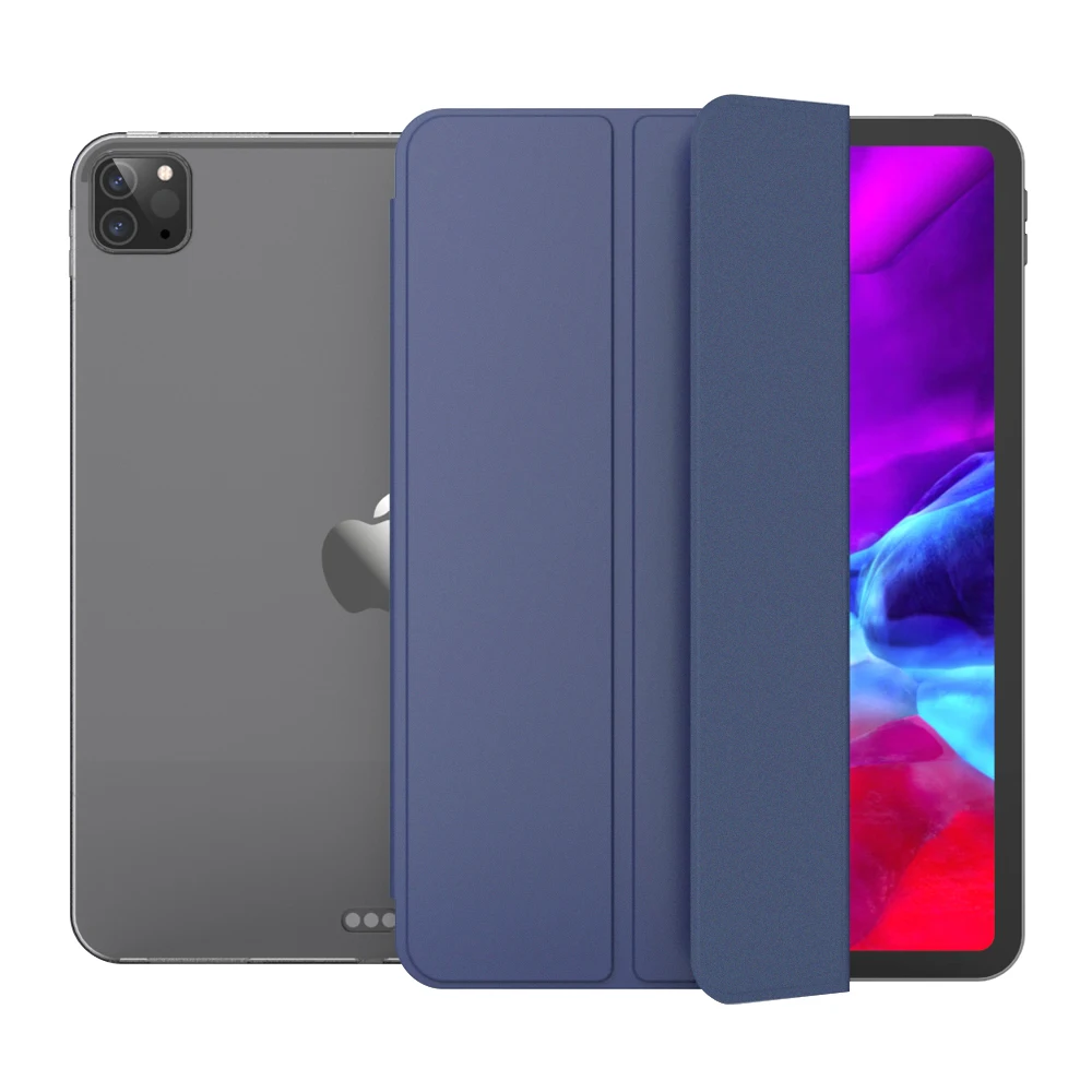 Чехол для iPad Pro 2020 тонкий из искусственной кожи + прозрачный мягкий Силиконовый