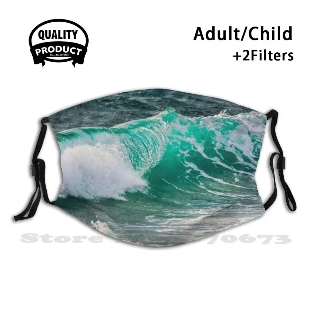 

Turquoise Blue High Waves- [Most Popular] Anti Dust Face Mask Washable Filter Reusable Ocean Waves Bestseller Beach Sea Waves