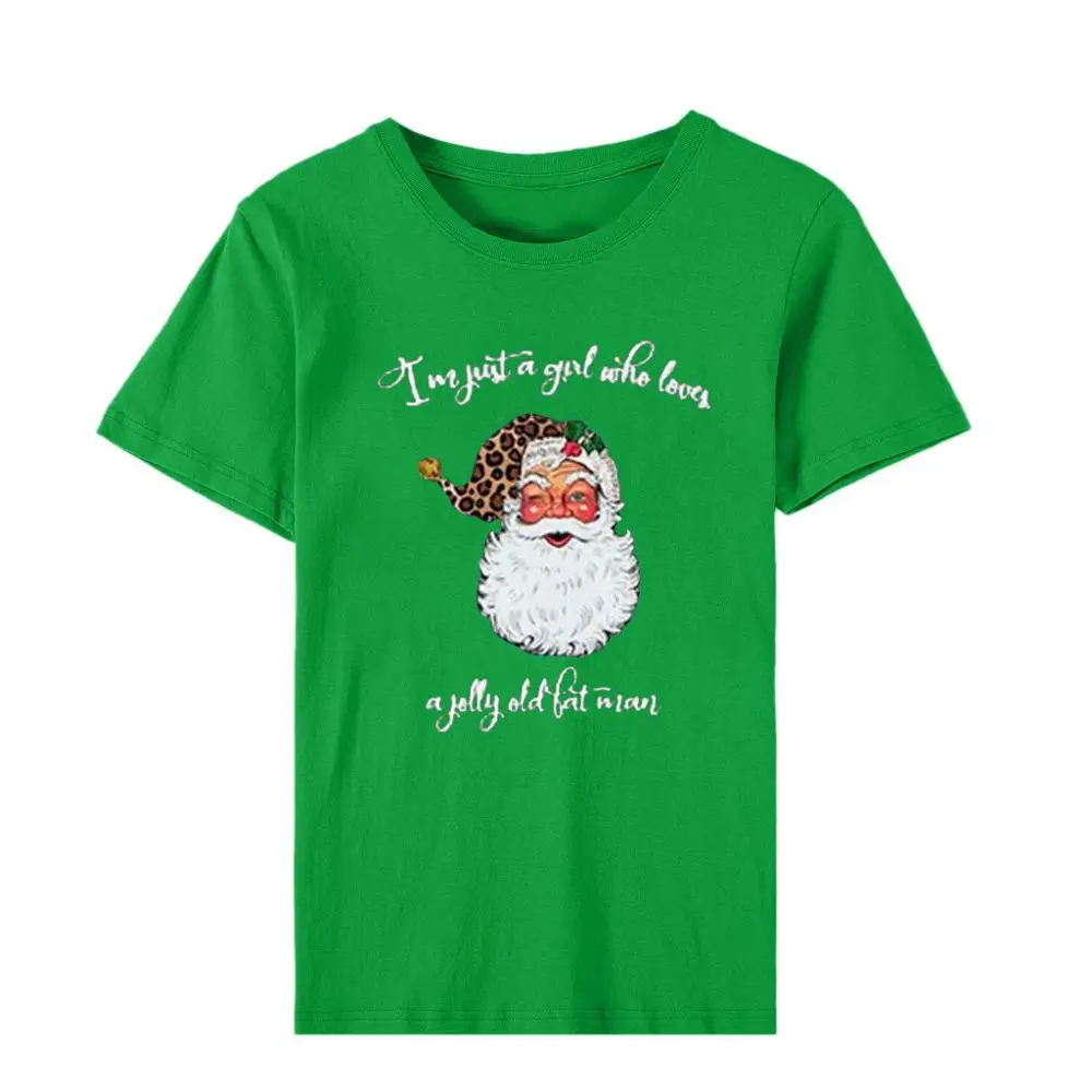 Женские футболки, женская модная одежда, женская футболка, Harajuku, футболка с длинным рукавом, футболка с рождественской елкой, Harajuku, топы - Цвет: J