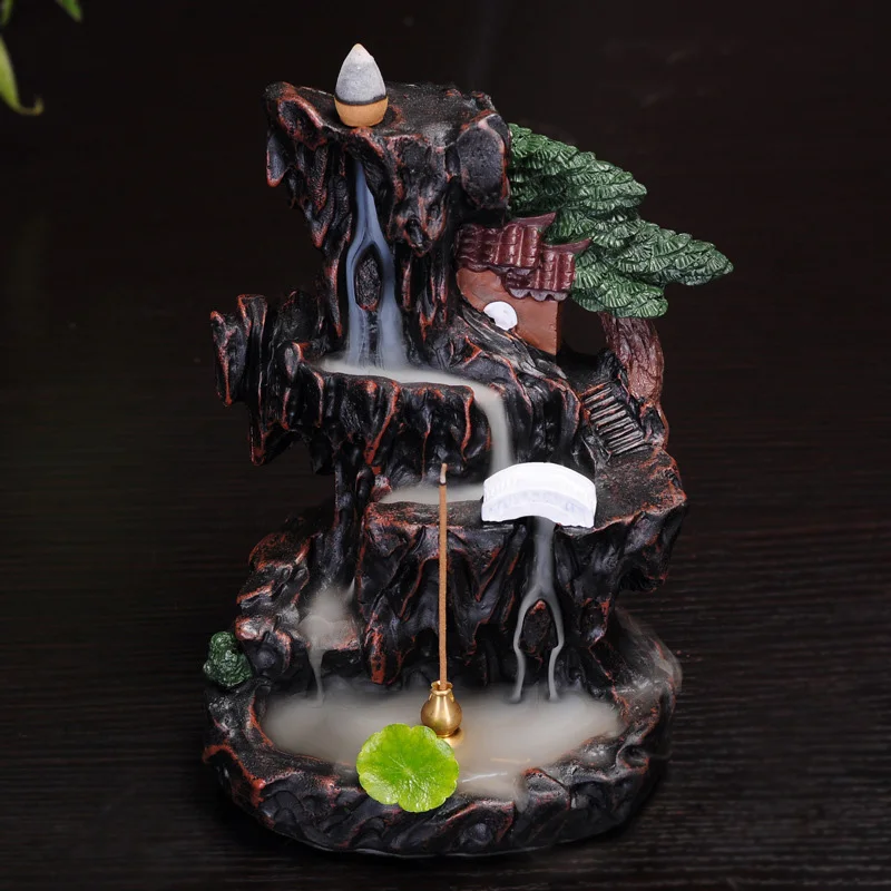 

Hot Mountain Waterfall Incense Holder Backflow Smoke Ceramic Burner Censer Gift