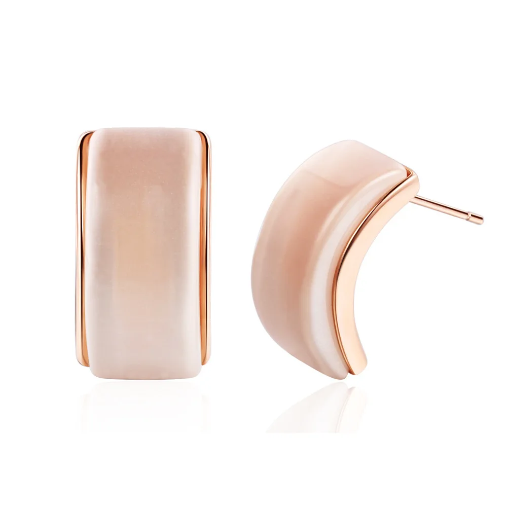

Geometric Semicircular Ring Opal Earrings Female C-shaped Earrings Korea Minimalist Temperament Wild Chic Niche Earrings