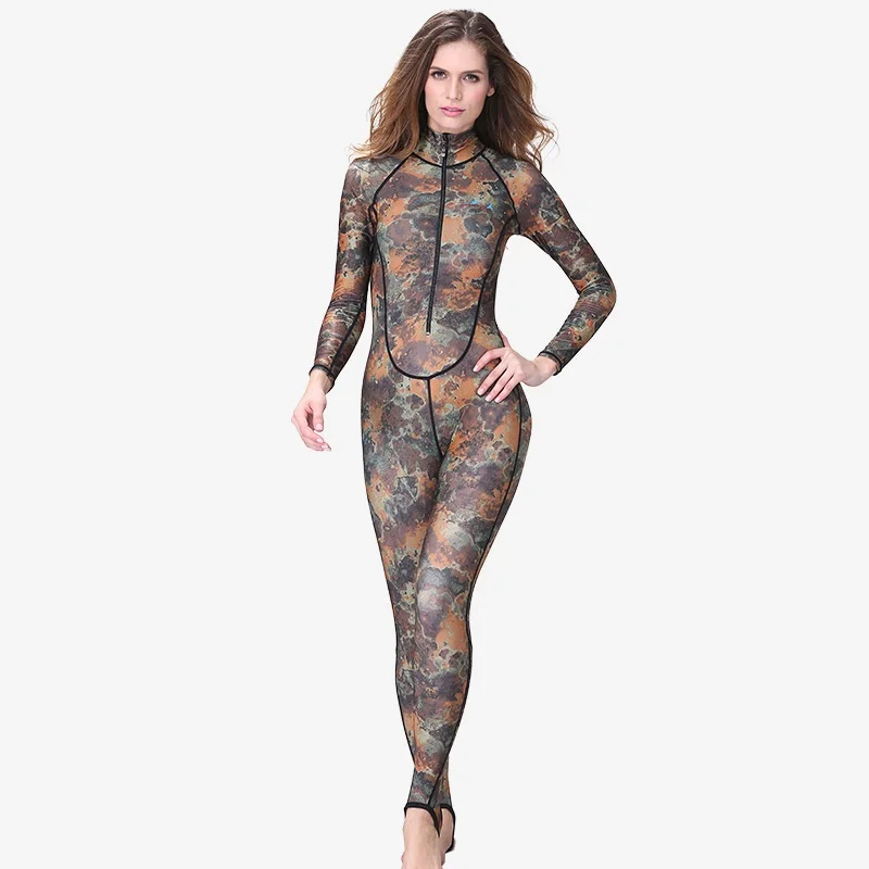 Купить Women One Piece Wetsuit 1mm Diving Suit Camo Surf Waterproof UV Sun Protection Breathable Swimming Snorkeling  Спорт и развлечения | Комбинезоны (4000857220383)
