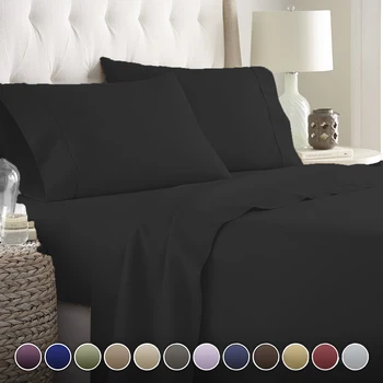 

3/4 Pieces Deep Pocket Bed Sheet Set Hotel Luxury Bedding Linens Flat Sheet+Fitted Sheet+Pillowcase Queen/King Size Soft Bed Set