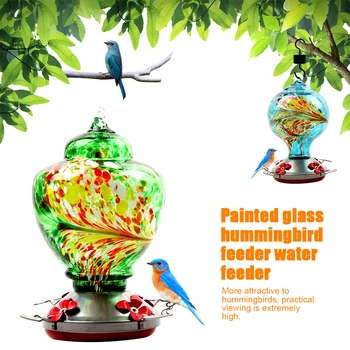 

Hanging Hummingbird Feeder Pet Easy Clean Outdoor Garden Hand Blown Glass Drinking Leak Proof Home Yard Bird Supplies Dispenser