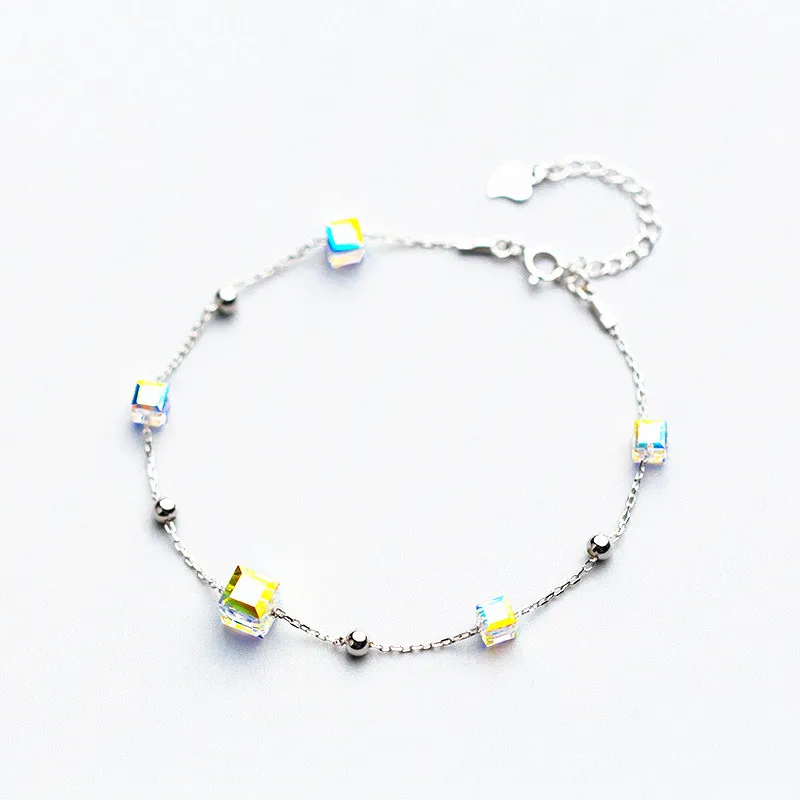Настоящее 925 пробы, Серебряный геометрический сахарный браслет для элегантных женщин, вечерние милые ювелирные украшения, подарок