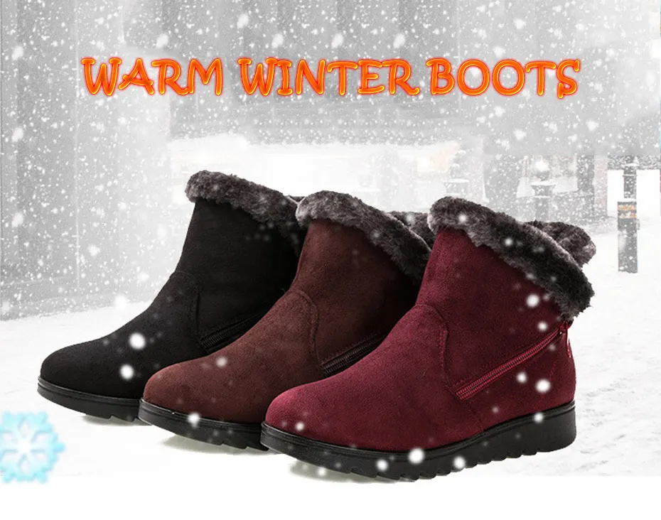 New ladies shoes winter boots 2019 fashion zipper women ankle boots female shoes flat keep warm cozy snow boots women shoes (2)