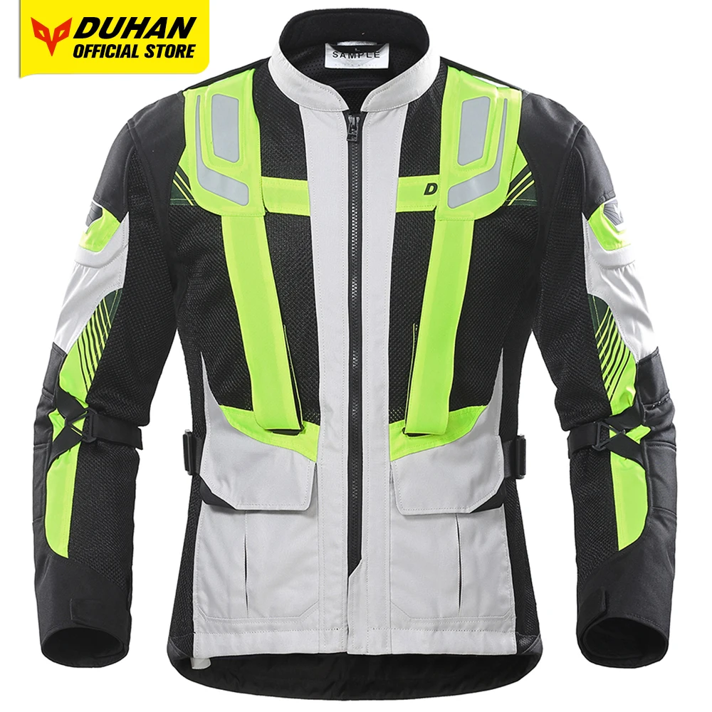 

DUHAN Unisex Motorcycle Jacket Breathable Mesh Fabric Motocross Jacket Moisture Wicking Lightweight Clothing Reflective Strip