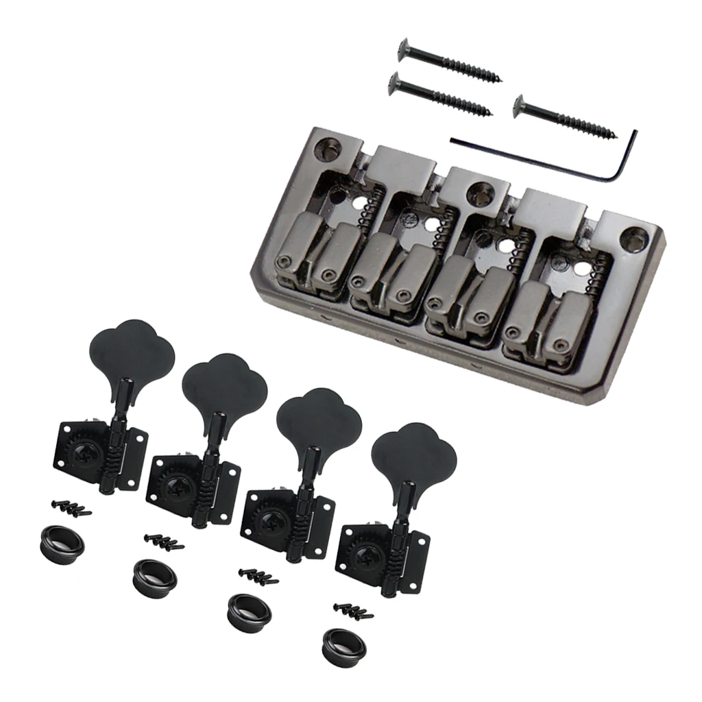 

Adjustable Saddle Hardtail Bridge & 4R Tuners for Bass Guitar Accessory
