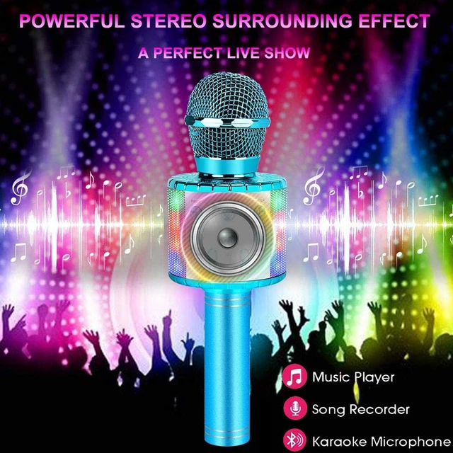 Generic Microphone sans fil Bluetooth professionnel, haut-parleur, lecteur  portatif, enregistreur de chant, micro, cadeaux de noël