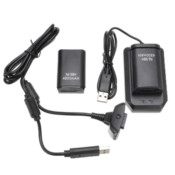 

For XBOX 360 Wireless Controller Charger Dock Double Rechargeable Battery + USB Charger Cable Controller Power Charger Pack Dock