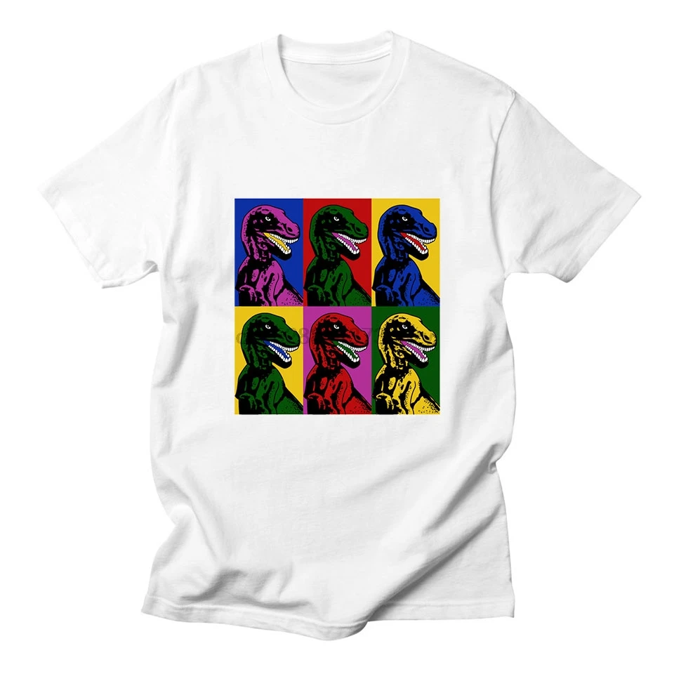 2019 футболка с коротким рукавом в стиле поп-арт изображением динозавра