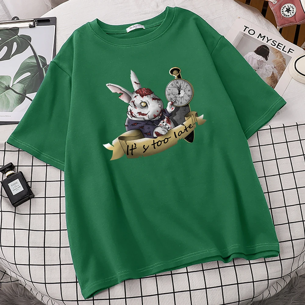 Camiseta blanca con estampado de conejo Zombie para hombre, camisa con  estampado de imagen de dibujos animados, de marca famosa - AliExpress Ropa  de hombre