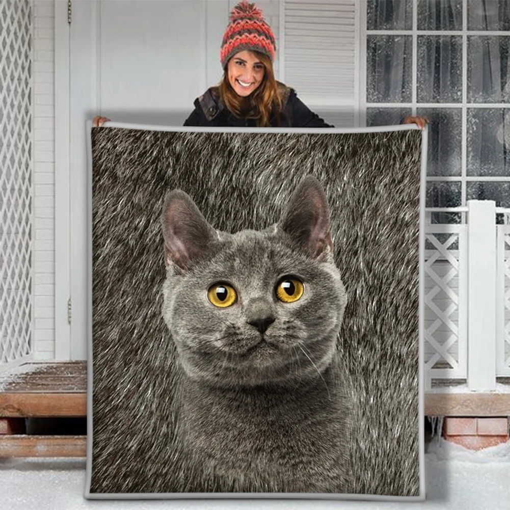 Мягкое плюшевое Флисовое одеяло Chartreux Cat Kat Kattie с 3D принтом | Дом и сад