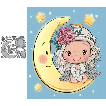 

Angel moon girl card metal craft dies cutting for scrapbooking paper cute prayer stencils for diy scrapbooking new die 2020