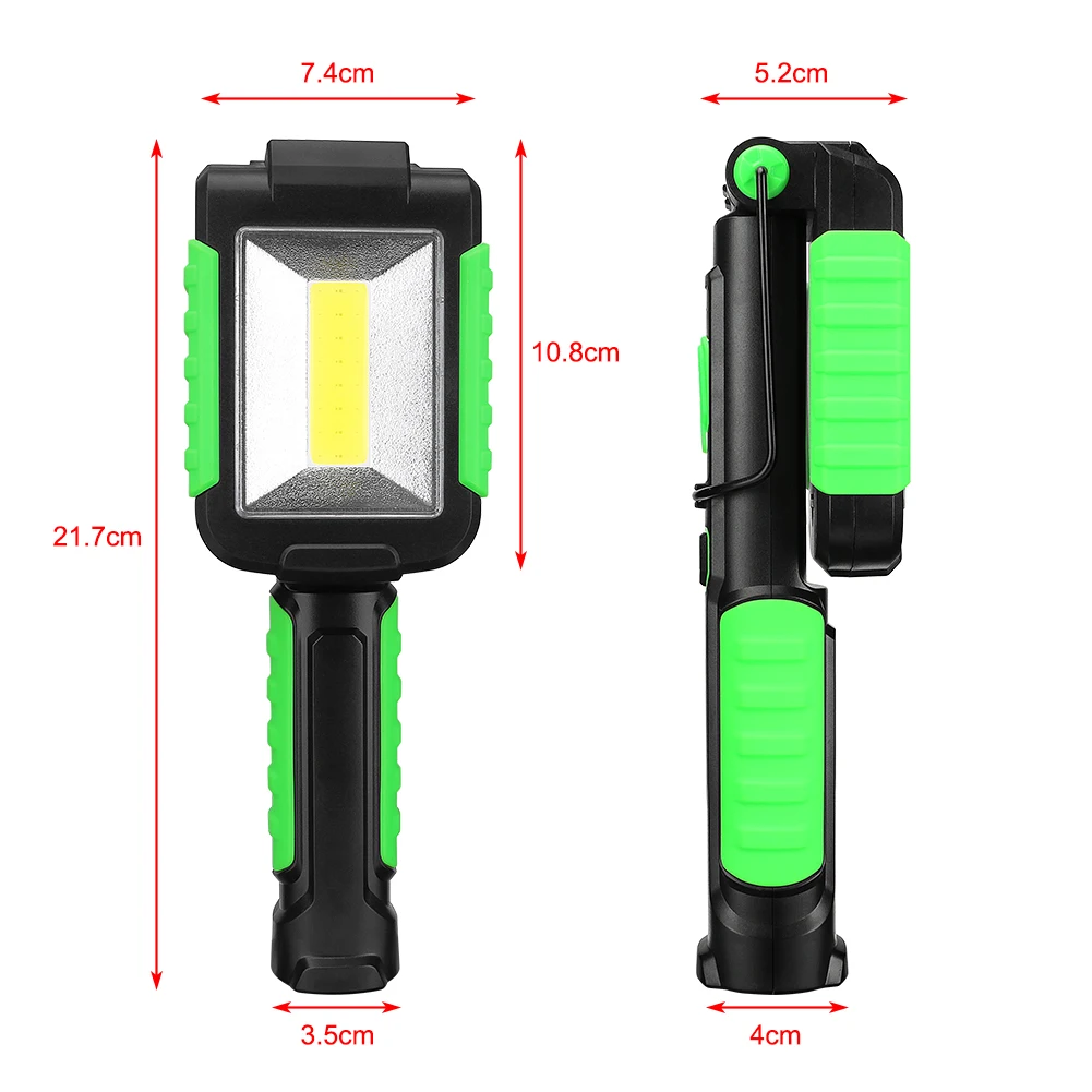 COB LED Magnetic Working Light Foldable Flashlight Battery Powered Torch Hanging Hook Lantern For Car Repairing Night Fishing