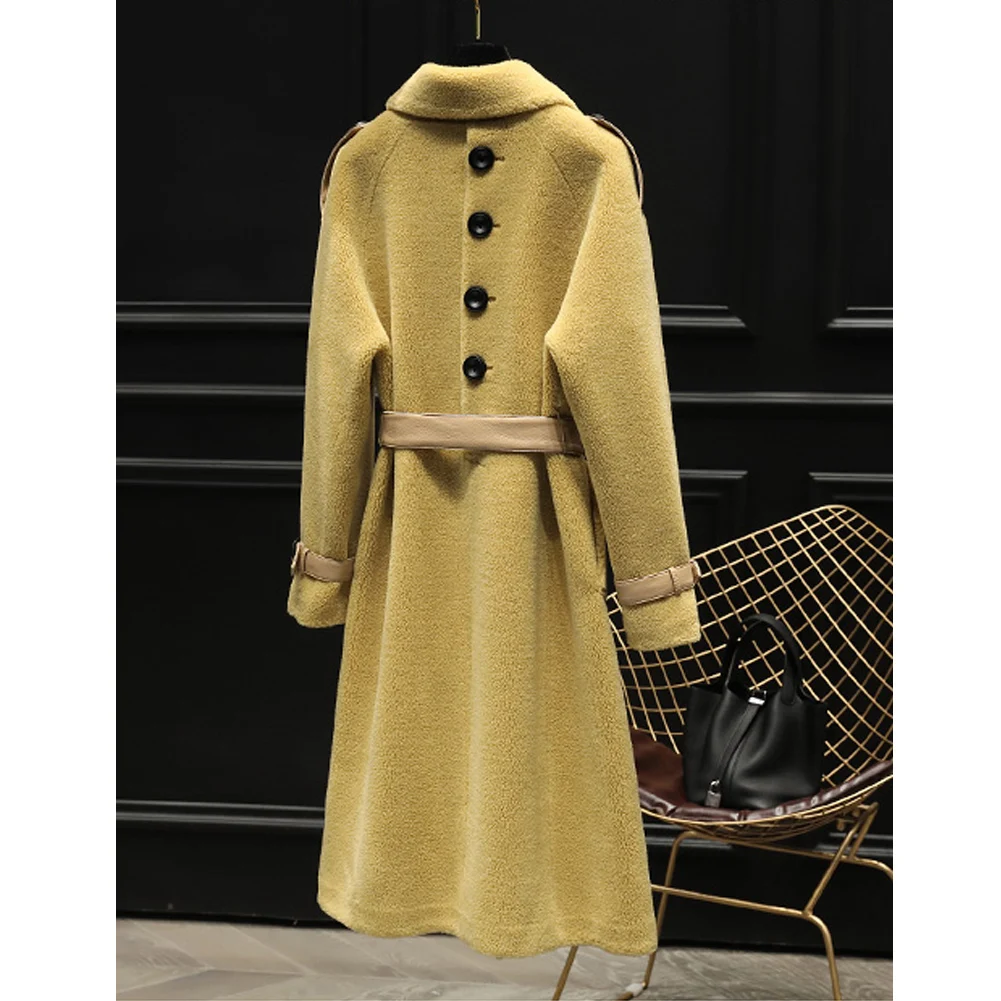 Denny& Dora, Женское пальто из искусственного меха, овчина, куртка, зимний длинный Тренч, Женское пальто, роскошное, плотное, теплое пальто