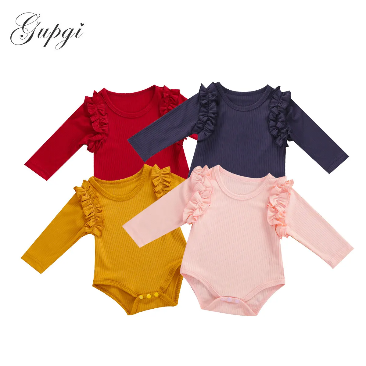 

0-18M newborn Infant Baby Girls Ruffels Romper Long Sleeve Knitted Soft Jumpsuit Playsuit Autumn Winter Warm Baby Girl Clothes