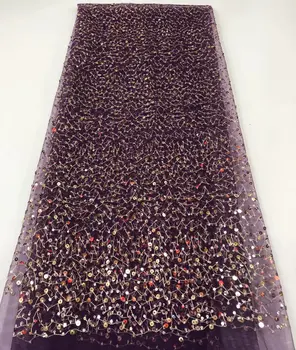 

2019 High Quality Nigerian Wedding Lace Fabric Latest African Laces French Net Lace Fabric With sequins lace fabric FFR1116