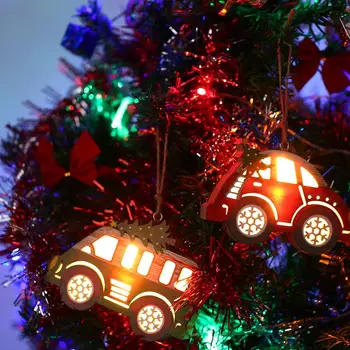 

Wooden 3D Christmas Tree Luminous Car Pedant Glowing Car Hanging Creative Unique Craft Ornaments Car Lamp Plate Festival Door