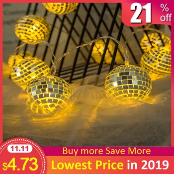 

LED String Light Disco Mirror Ball Decorative Fairy Light For Holiday Wall Window Tree Party Yard Kids