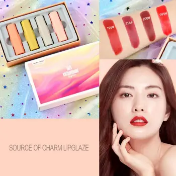 

4 Colors Woman Velvet Matte Lipstick Set 24Hours Not Fade Easy To Color Matte Lipstick