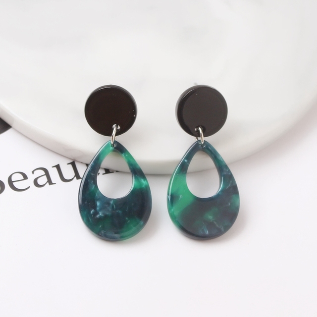 Acrylic Tortoise Color Small Water Droplets Dangle Earrings For Women Statement Resin Earrings Boho Party Jewelry Gift