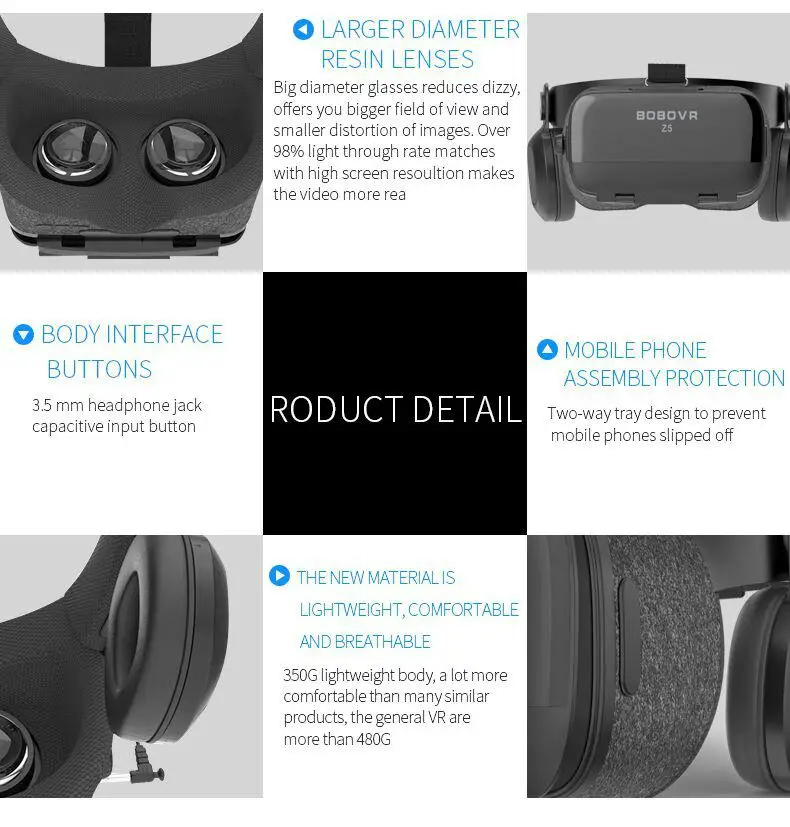 HiMISS VR Z5 Virtual Reality Glasses 3d Headset Google Cardboard Helmet Goggles