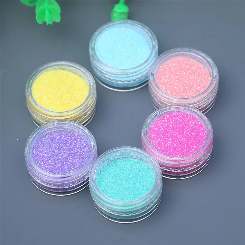 6 Box/Set Gradient Shiny Nail Glitter Powder Holographic Sparkly Manicure Nail Art Chrome Pigment Diy Nail Art Decoration Kit