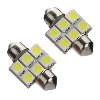 

2X 31mm 6 SMD 5050 LED Car Interior Dome Festoon C5W Super White Light Lamp Bulb