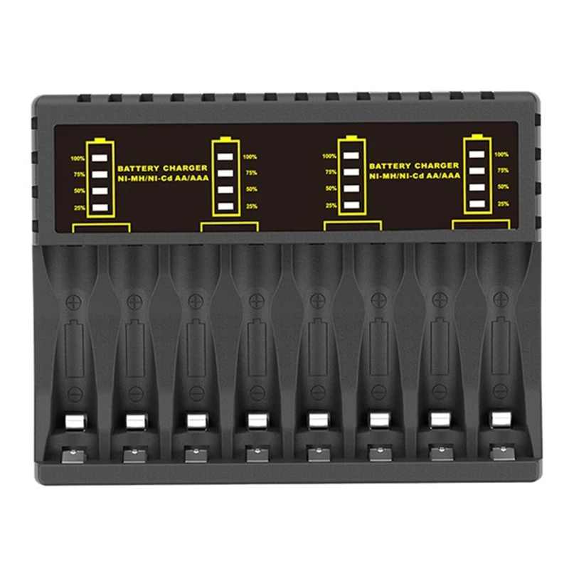 Зарядное устройство с 8 слотами и светодиодным индикатором для перезаряжаемых