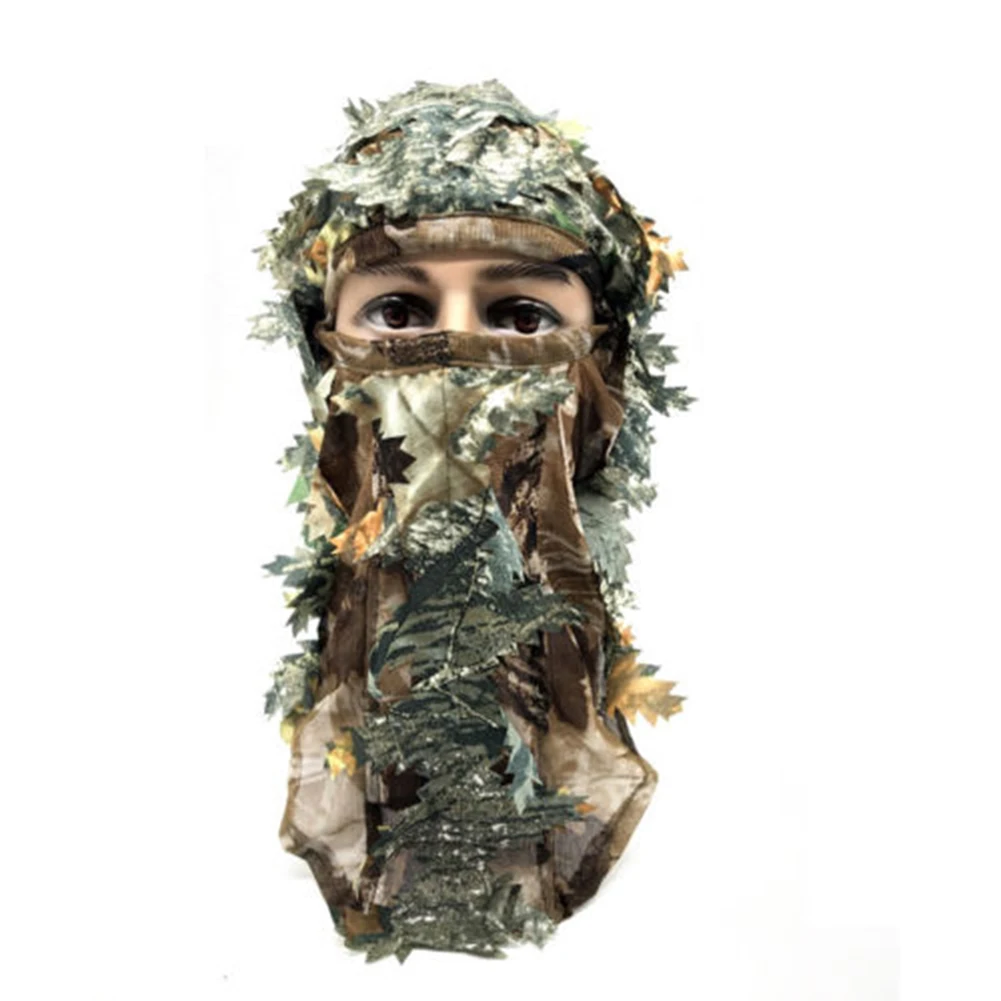 Камуфляж дышащий полиэстер 3D Камуфляж Тактический лазерный прицел рыболовные Millitary Leaf Woods маска полное лицо головной убор