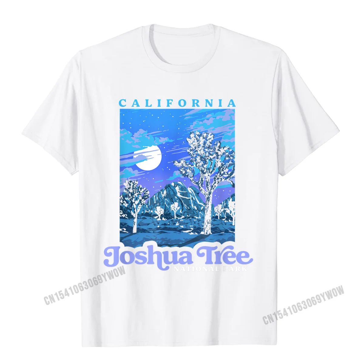 Casual Camisa Short Sleeve Tops Shirt Lovers Day Round Collar Pure Cotton Mens Top T-shirts Camisa Top T-shirts Prevalent Joshua Tree National Park Vintage Night Scene Retro T-Shirt__137 white