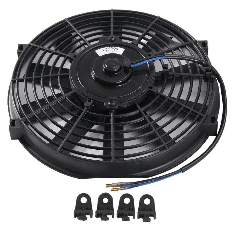 10 Inch 12v 80w 2100rpm Straight Black Blade Electric Cooling Radiator