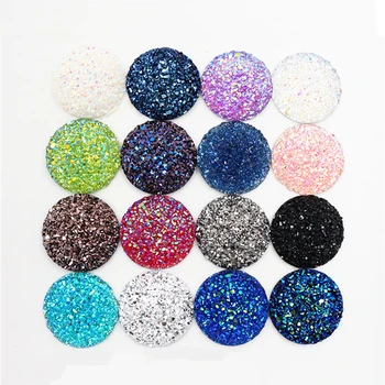 

New Fashion 10pcs/lot 25mm 16 New AB Color Flat Back Resin Cabochons Cameo Supplies for Jewelry Finding