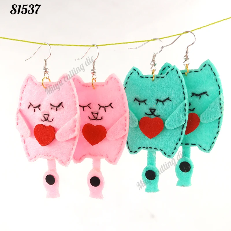 Cat earrings-S1537 Scrapbook cut sky& steel wooden dies Compatible with most machines