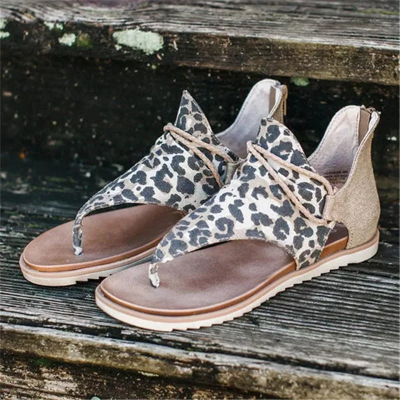 

2020 Women Sandals Leopard Print Summer Shoes Women Large Size Andals Flat Women Sandals Womens Summer Sandalias Sandals