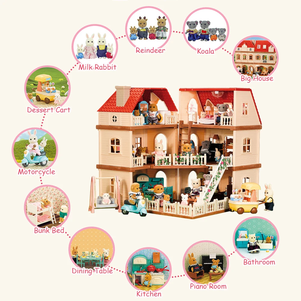 2022 New Miniatures 35th Anniversary House Accessories Forest Family 1:12 Simulation Villa Dollhouse Furniture Girl Child Toy 6