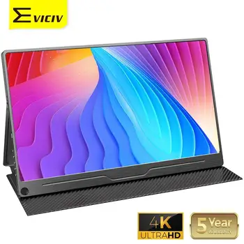 

Eviciv 12.5 4K Adobe RGB 100% Portable Monitor VESA 16:9 External Screen Laptop PC LCD Display Xbox PS4 Game HDMI Typc C Metal