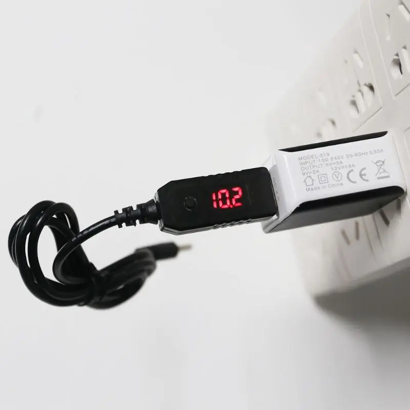 QC 3 0 USB 5V 12V Регулируемый повышающий напряжение 5 5x2 1 мм кабель питания линия для Wi Fi