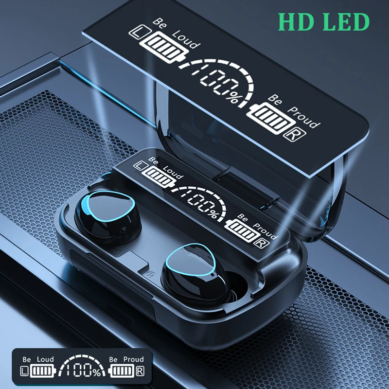 Wireless Bluetooth 5 1 Earphone 9D Stereo Eabuds With Microphone Cold LED Touch Headphones 2000mAh Charging Case Waterproof