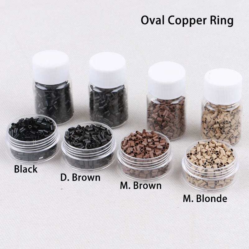 500pcs 3.0mm*2.0mm*3.8mm Oval Copper Micro Rings Link No Flared Flat-end Hair Extension Micro Beads for hair extension