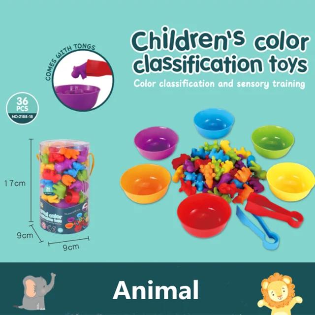 Children Color Counting Dinosaur Animal Early Education Toys Math Teaching Classification Game Animal Cognition Set 2