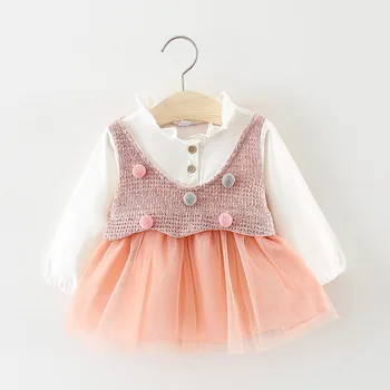 

2020 New Autumn Winter Dress Girl Party Kids Clothes For Baby Fashion Stitching Infant Tutu Girls Dress Toddler Cotton Clothes