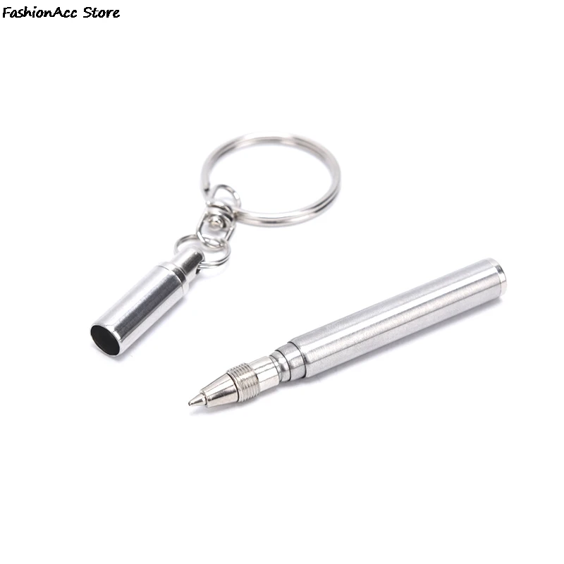 Mini Metal Key Ring Stainless Steel Telescopic Pen keyring telescoping Pen Tool 