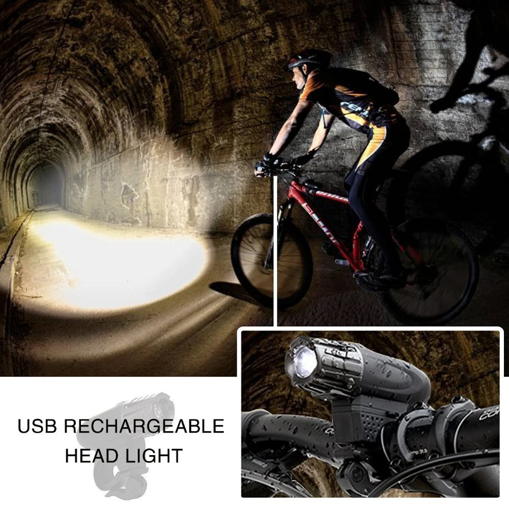 LED Bicycle Light Rechargeable Front Bike Light USB Flashlight Bicycle Rear Lantern Cycling Headlight Waterproof Bike Taillight
