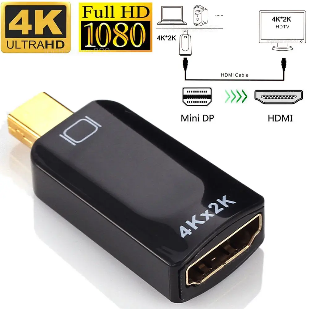4K * 2K HDTV Mini DP DisplayPort к HDMI преобразователю адаптер для MacBook Mac Pro Air совместимый с 1080P