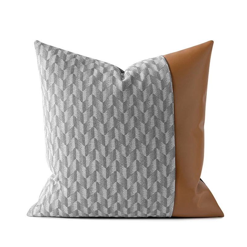 

Brown Leather Patchwork Cushion Cover Set Home Decoration Cushions For Living Room Sofa Waist Pillowcase 45x45cm/30x50cm