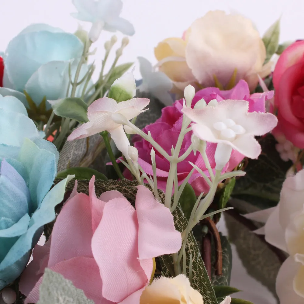 Baby Headband Fashion Baby Kids Handmade Rose Flower Headband Hairband Wreath Flower Girls Turban Hair Accessories